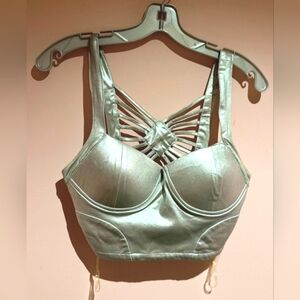 Forever 21 Silver Metallic Stretch Bustier Sz S